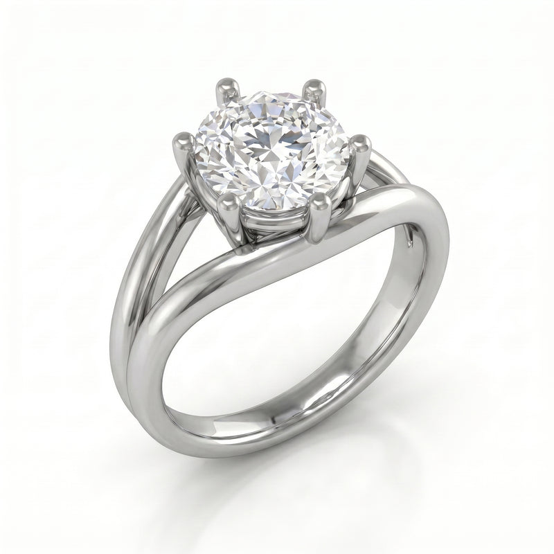 Roy Custom | Round Cut White Gold Diamond Engagement Ring, Gap Setting
