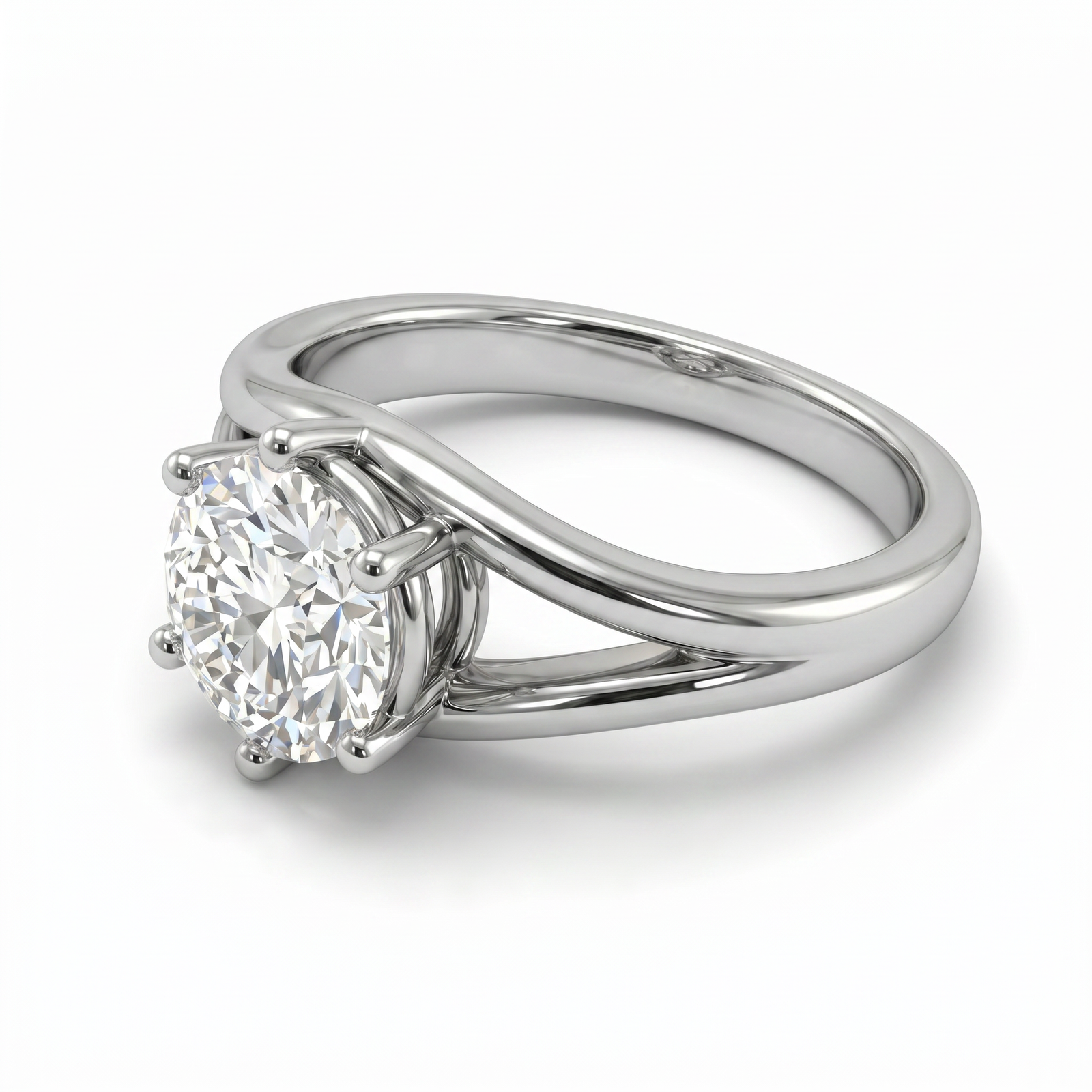 Roy Custom | Round Cut White Gold Diamond Engagement Ring, Gap Setting