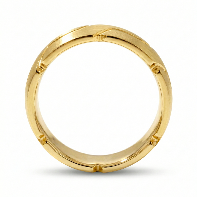 Sangam | Men's Gold Wedding Band, River