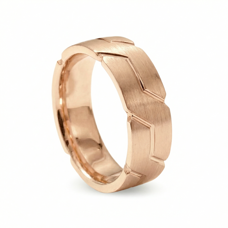 Sangam | Men's Rose Gold Wedding Band, River