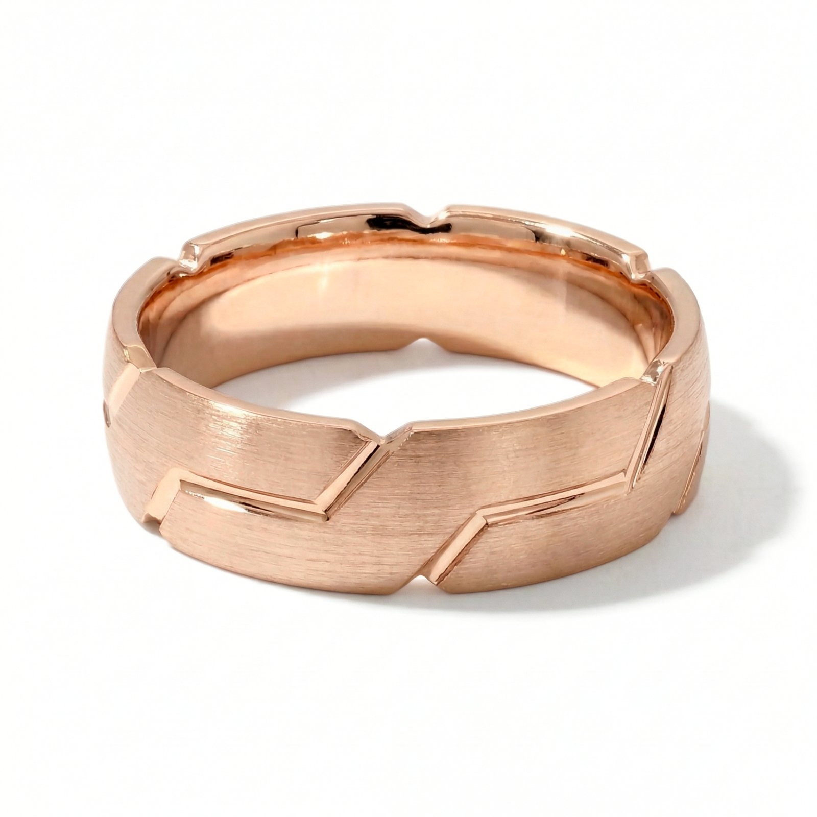 Sangam | Men's Rose Gold Wedding Band, River