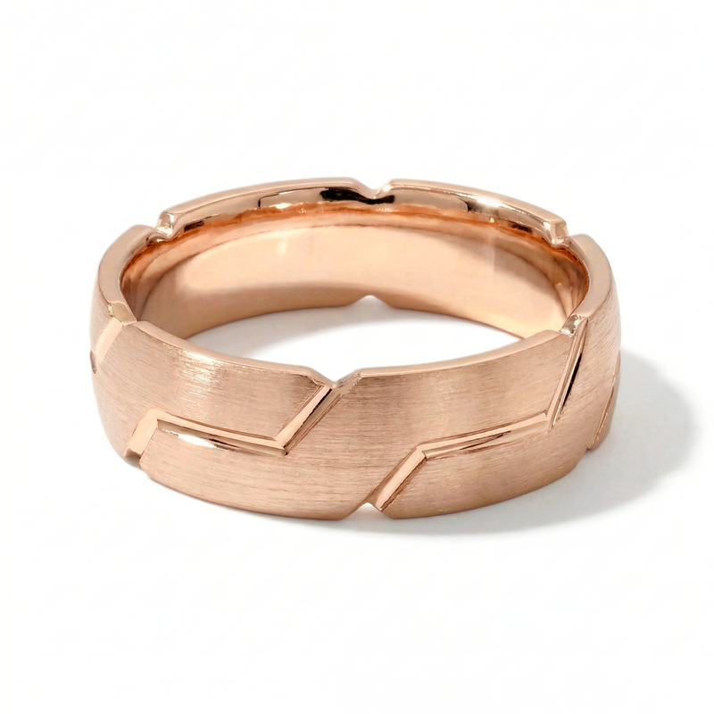 Sangam | Men's Rose Gold Wedding Band, River