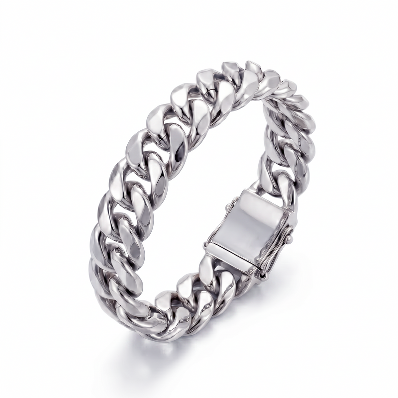 Shakti | White Gold Cuban Link Bracelet