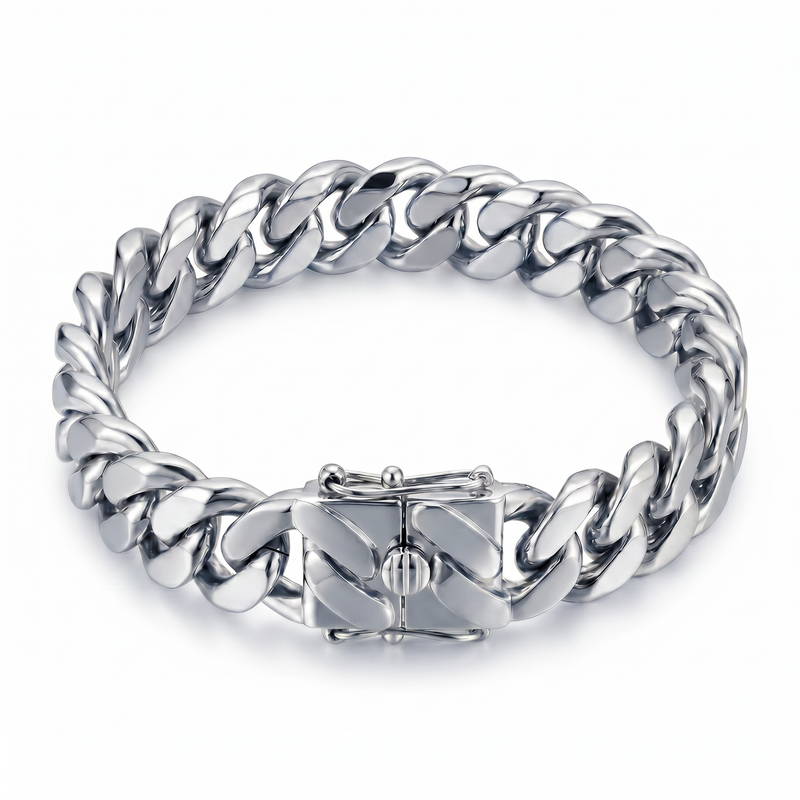 Shakti | White Gold Cuban Link Bracelet