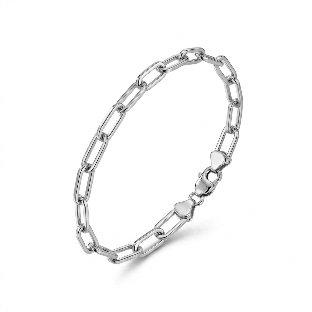 Silsila | White Gold Paperclip Anklet