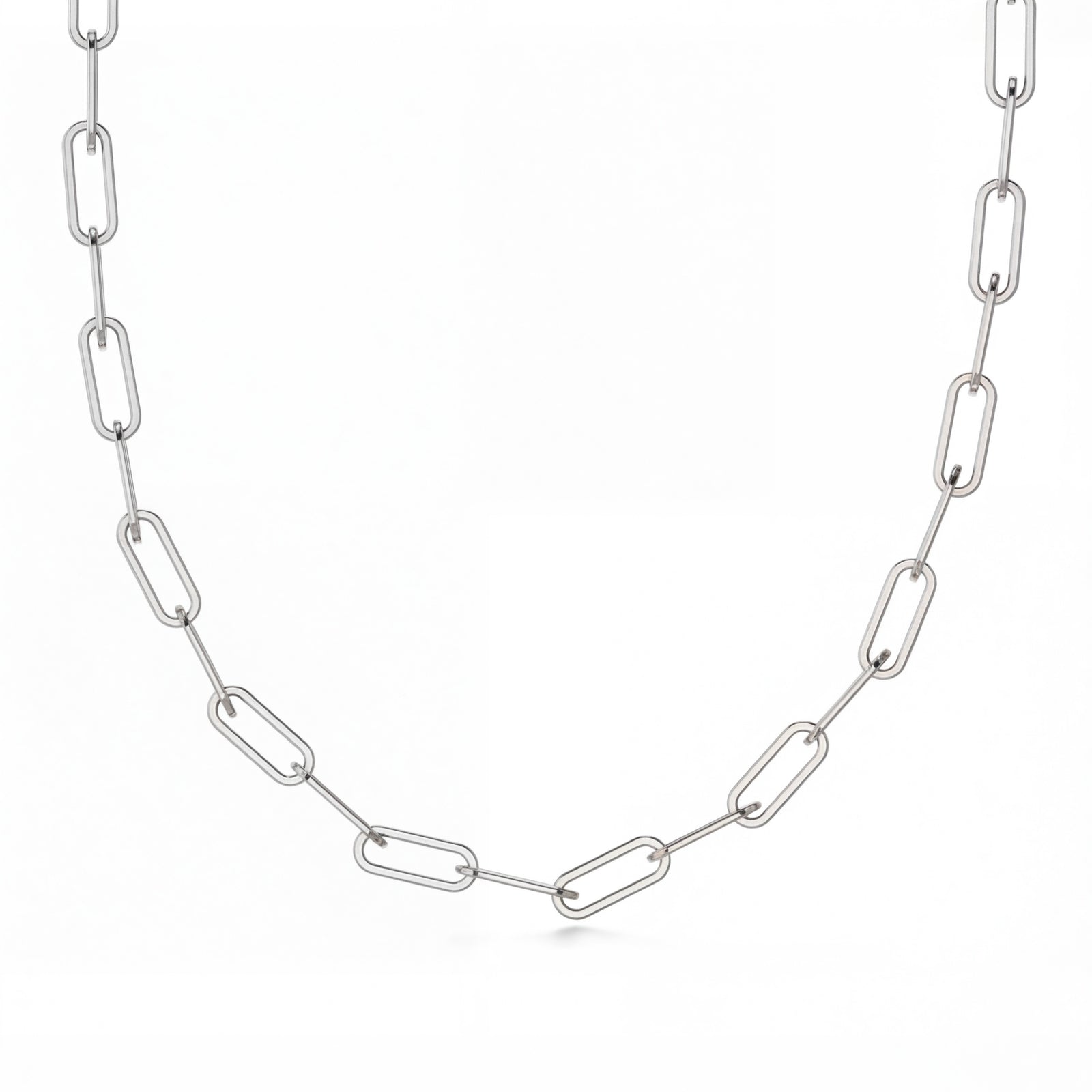 Silsila | White Gold Paperclip Necklace