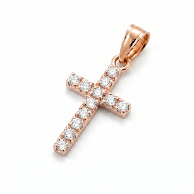 Sitara | Rose Gold Diamond Cross Pendant