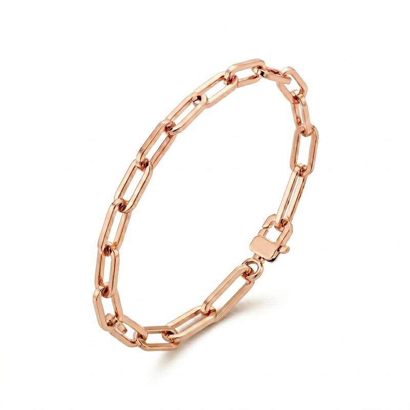 Subah | Thick Rose Gold Paperclip Bracelet