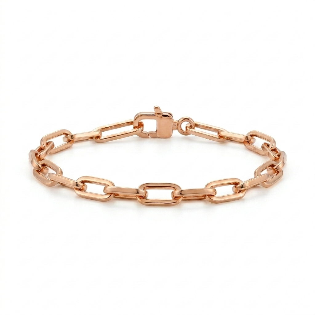 Subah | Thick Rose Gold Paperclip Bracelet