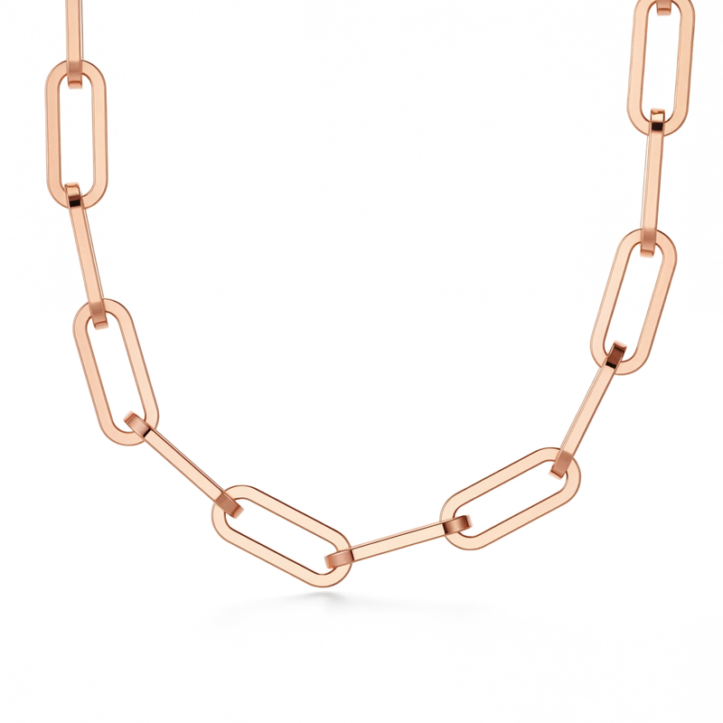Subah | Thick Rose Gold Paperclip Necklace