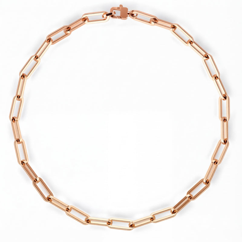 Subah | Thick Rose Gold Paperclip Necklace