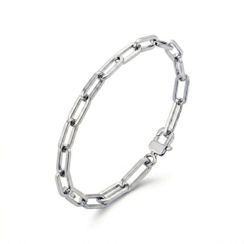 Subah | Thick White Gold Paperclip Bracelet