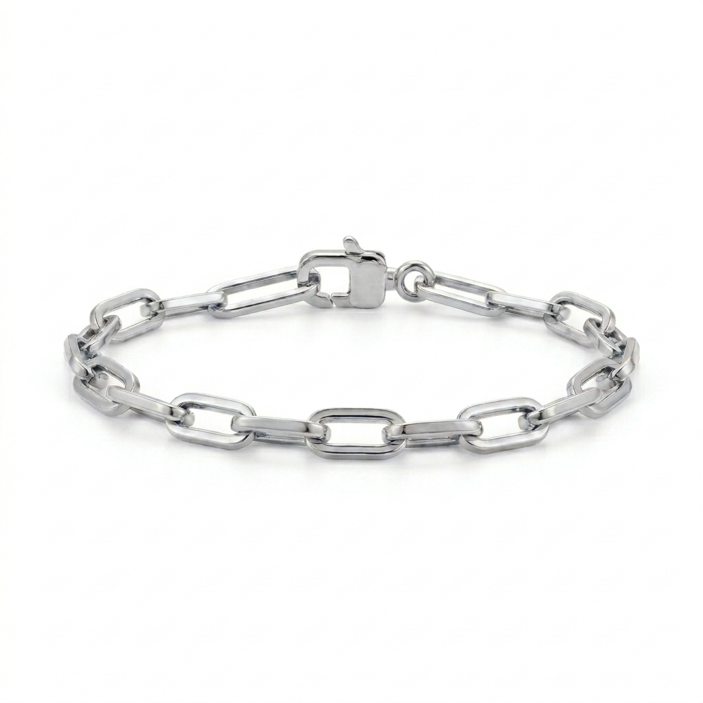 Subah | Thick White Gold Paperclip Anklet