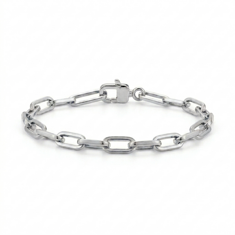 Subah | Thick White Gold Paperclip Bracelet