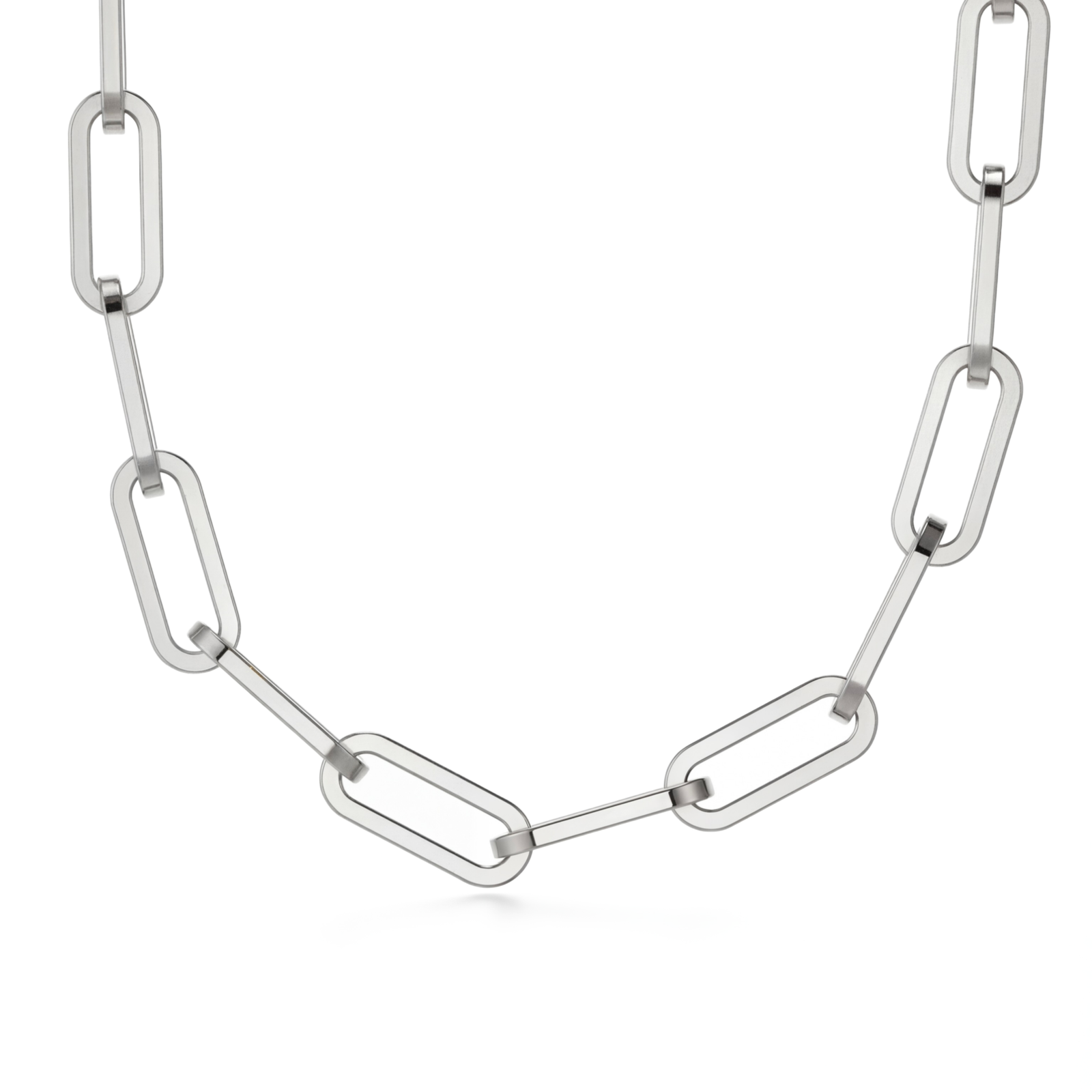 Subah | Thick White Gold Paperclip Necklace
