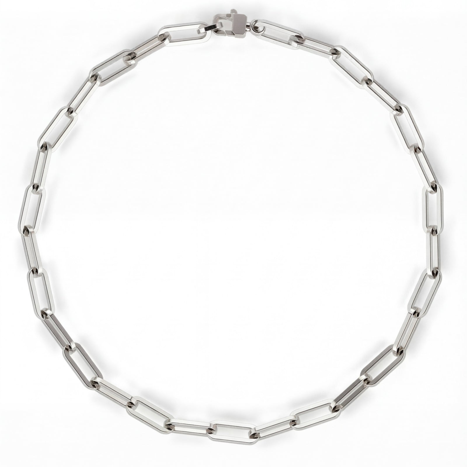 Subah | Thick White Gold Paperclip Necklace