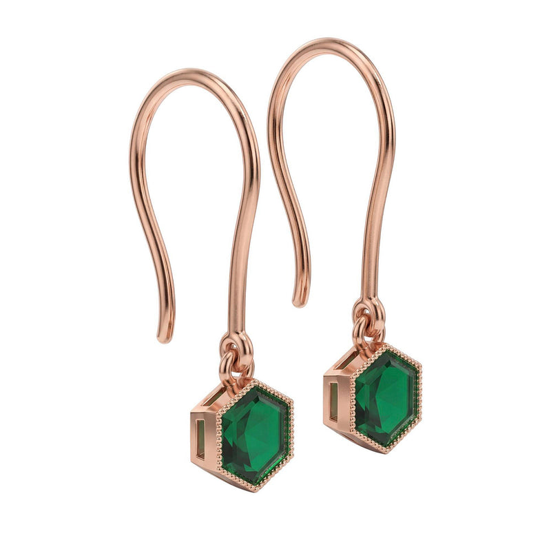 Sukh | Rose Gold Emerald Drop Earrings