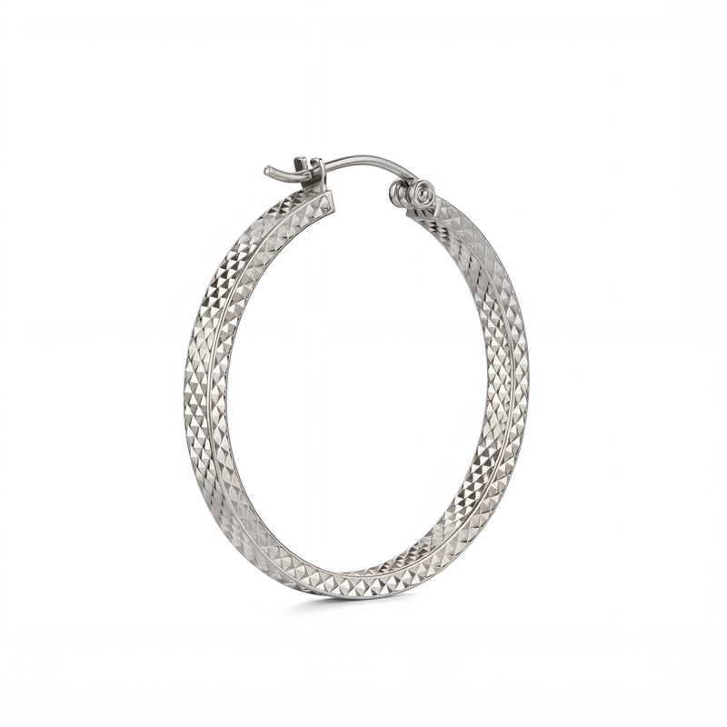 Tanhai | Thick White Gold Hoop Earrings
