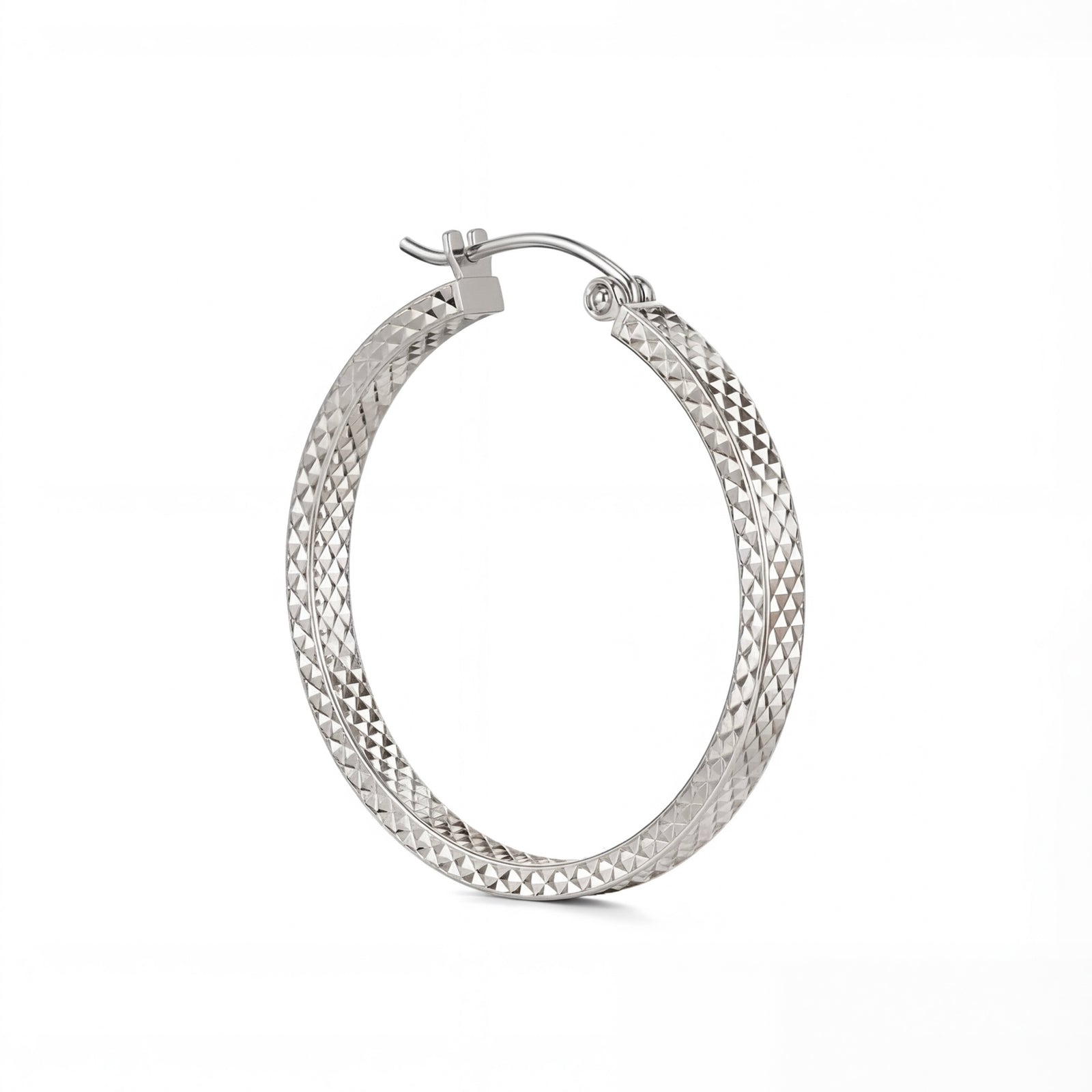 Tanhai | Thick White Gold Hoop Earrings