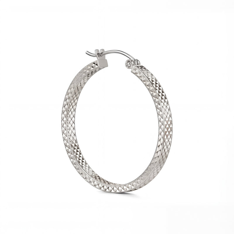 Tanhai | Thick White Gold Hoop Earrings