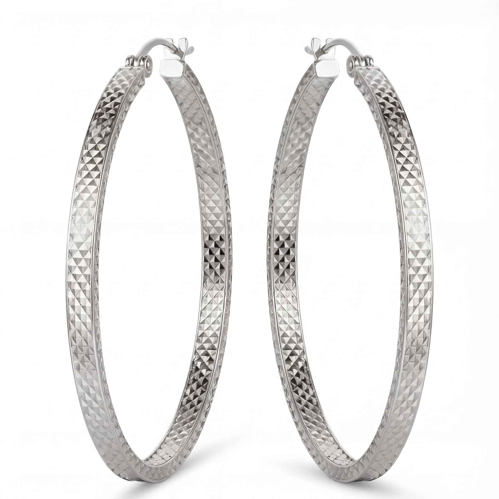 Tanhai | Thick White Gold Hoop Earrings