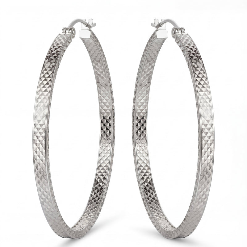 Tanhai | Thick White Gold Hoop Earrings
