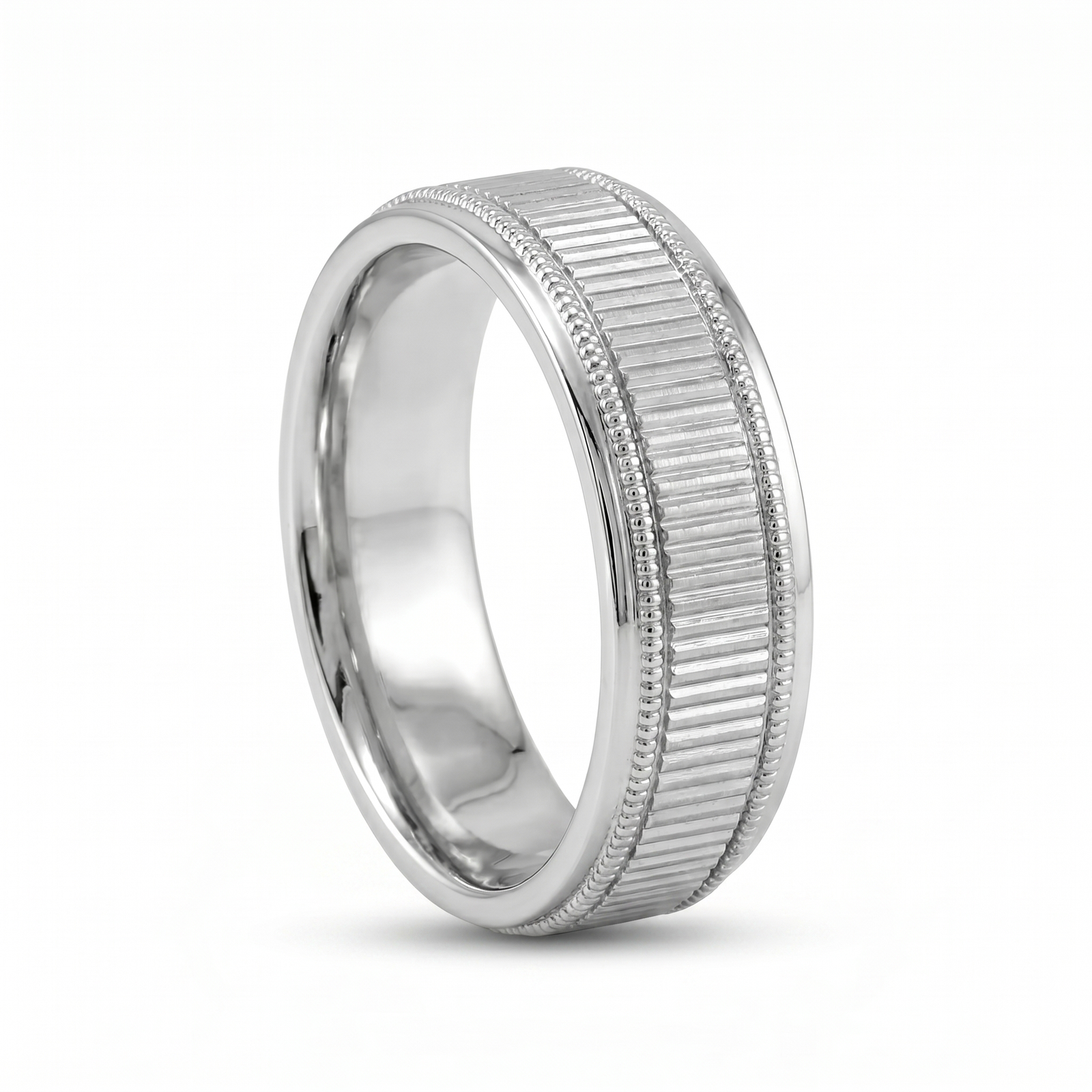 Pankti | Men's Platinum Wedding Band, Milgrain