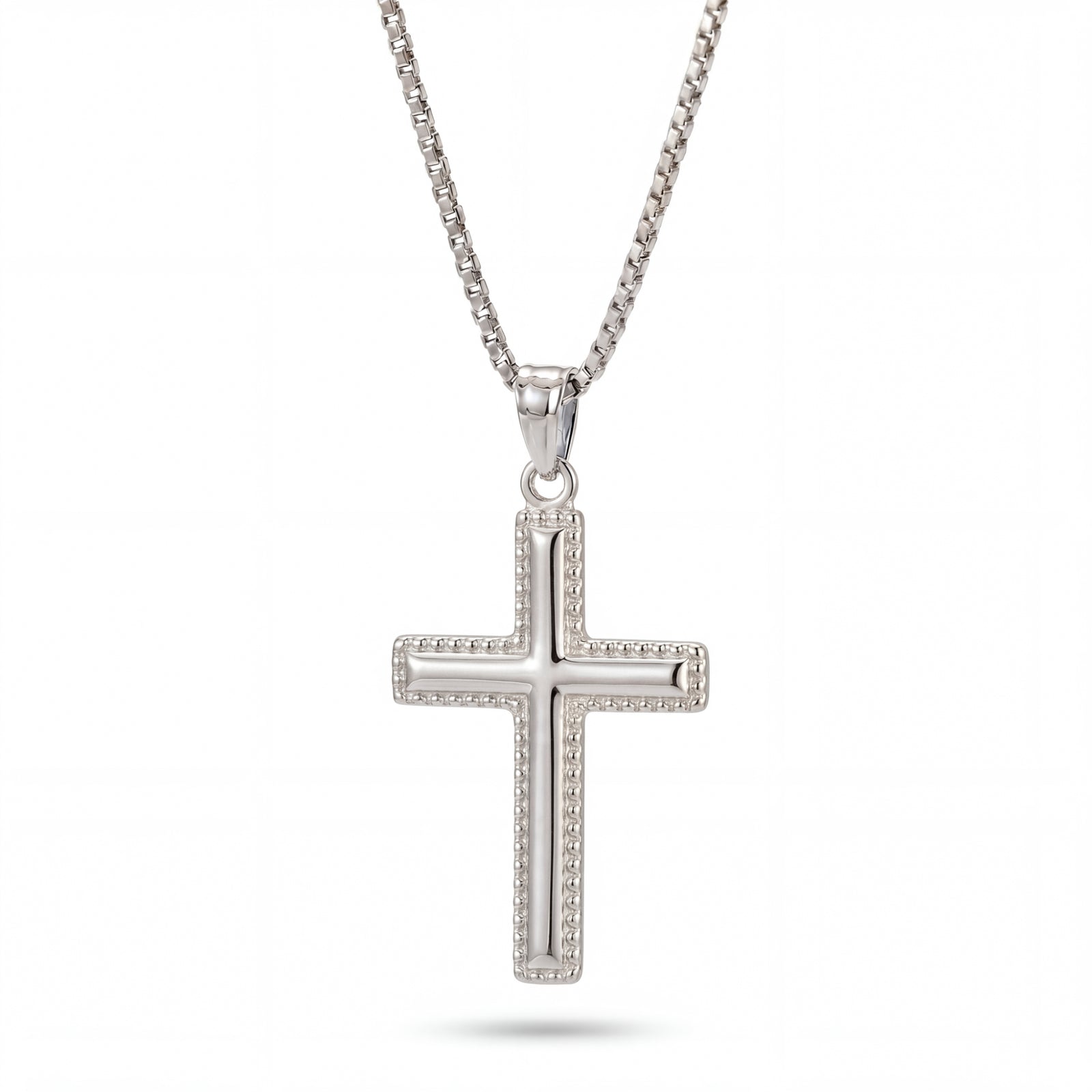 Buland | Raised White Gold Cross Pendant