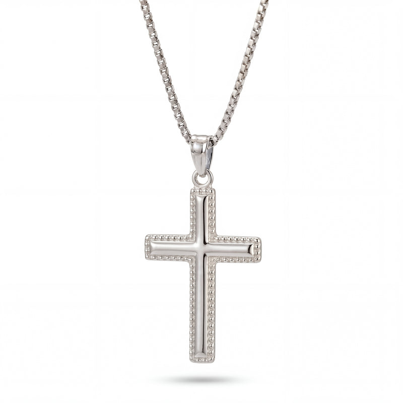 Buland | Raised White Gold Cross Pendant