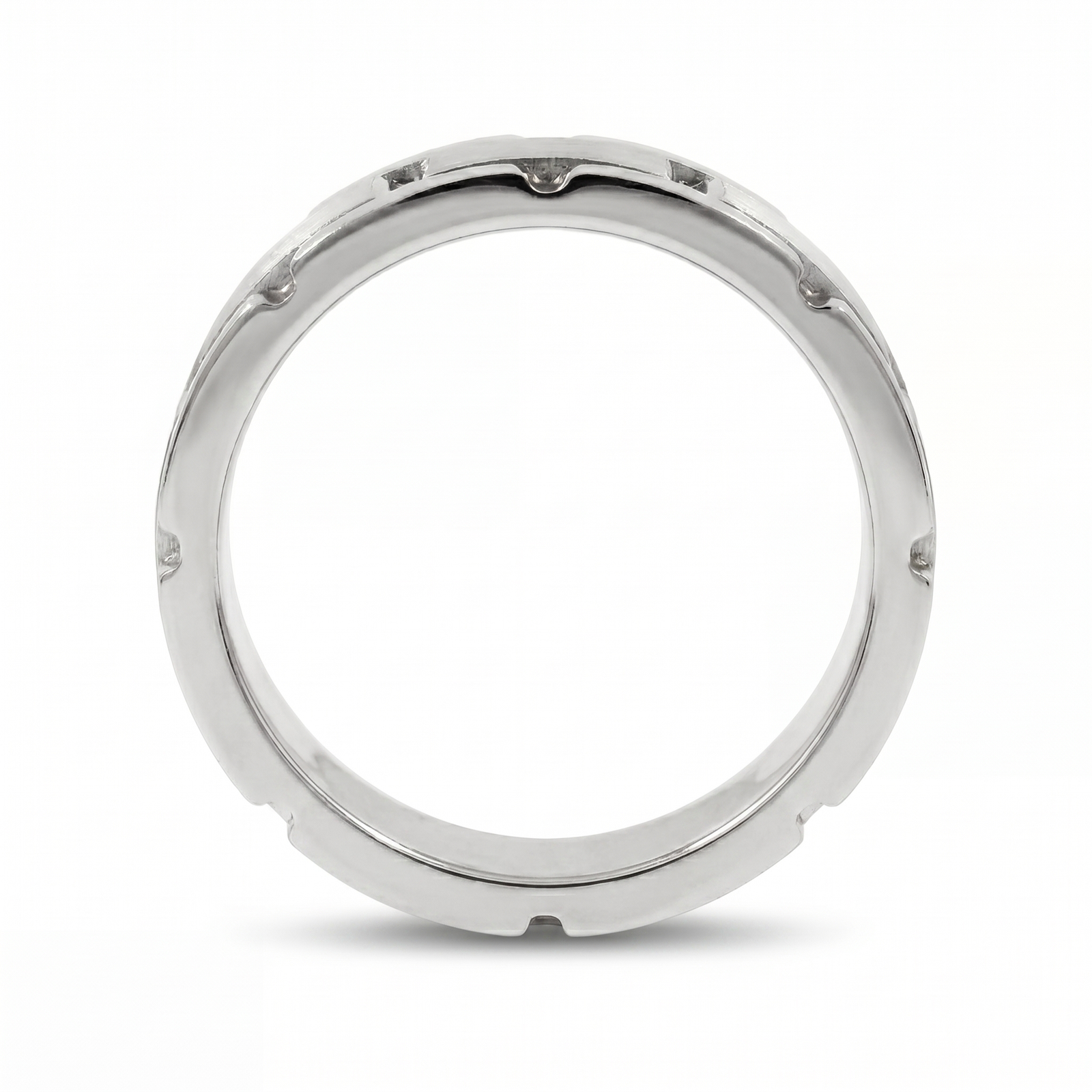 Qila | Men's White Gold Wedding Band, Block Pattern