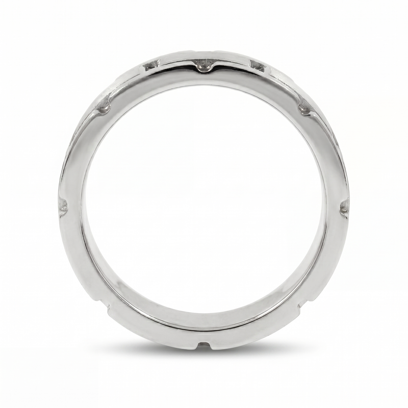 Qila | Men's White Gold Wedding Band, Block Pattern