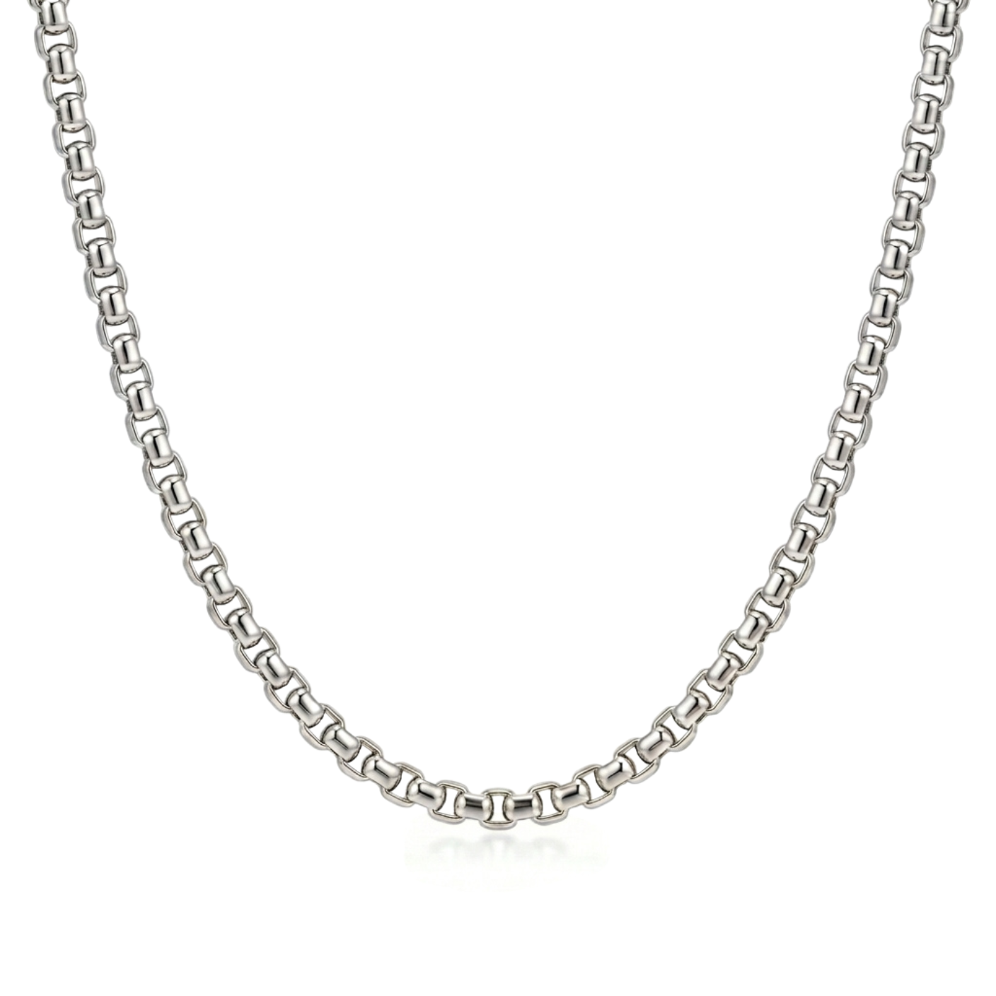 Atoot | White Gold Round Box Chain