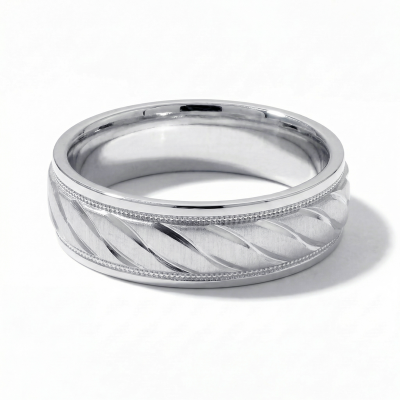 Fasal | Men's Platinum Wedding Band, Wheat