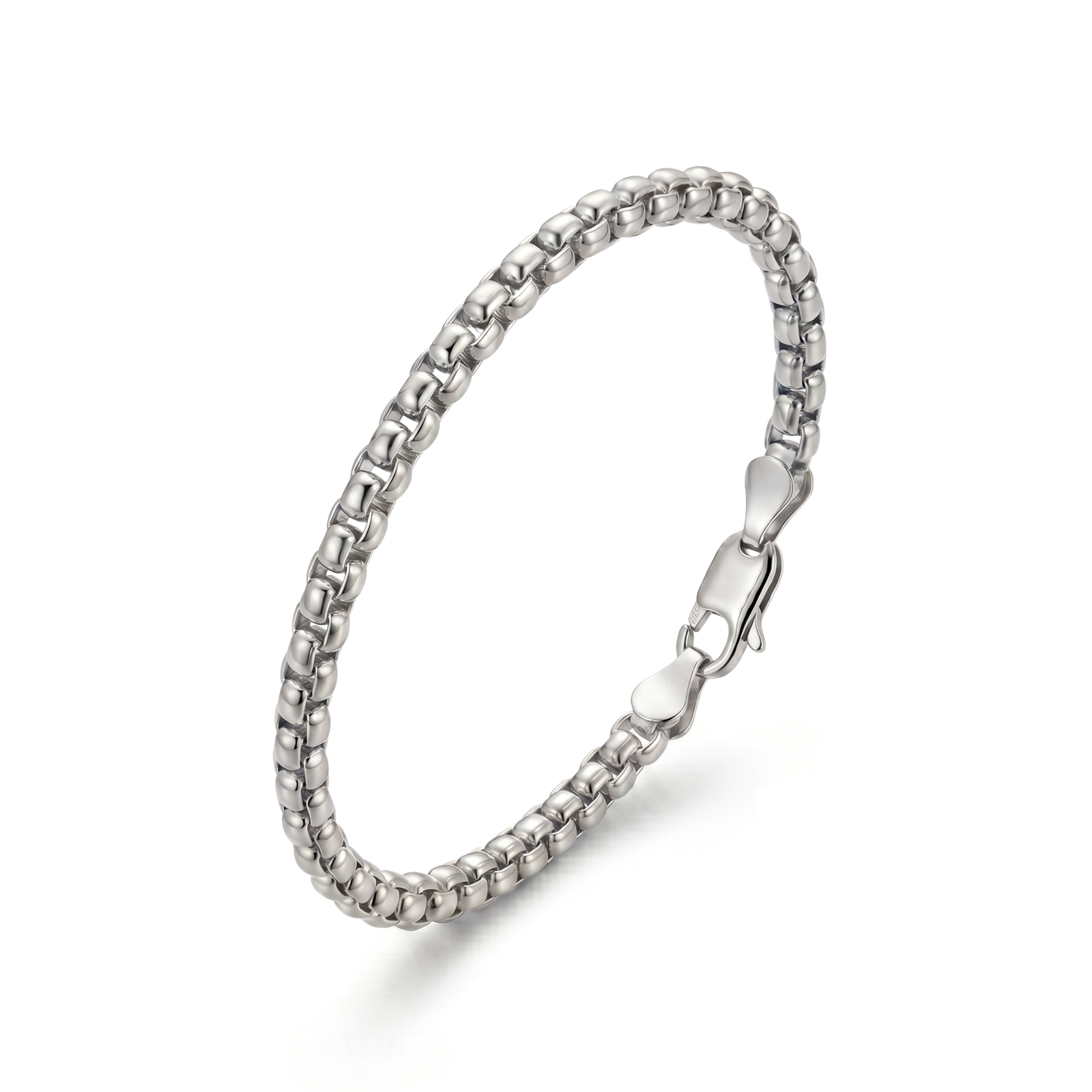 Atoot | White Gold Round Box Chain Anklet