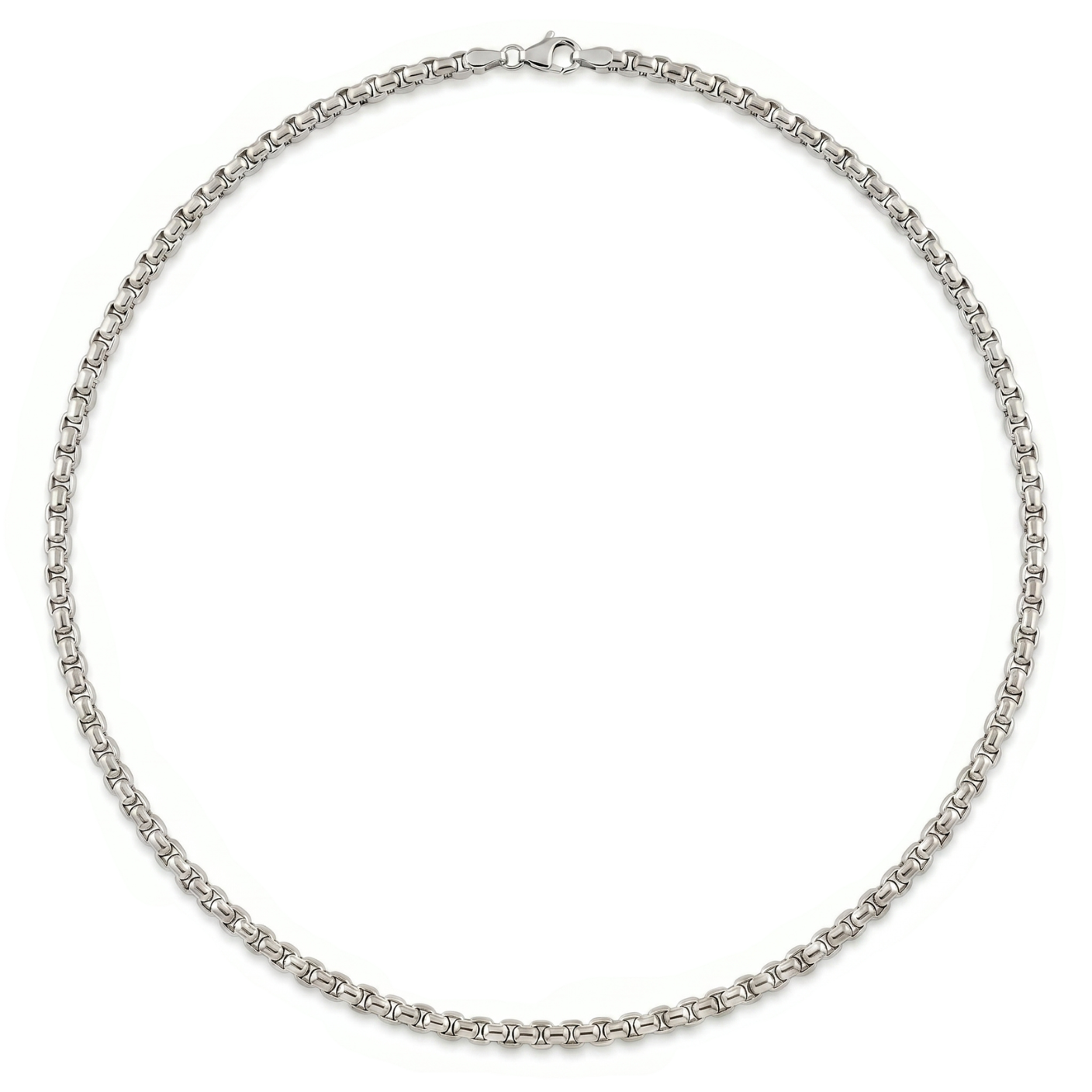 Atoot | White Gold Round Box Chain