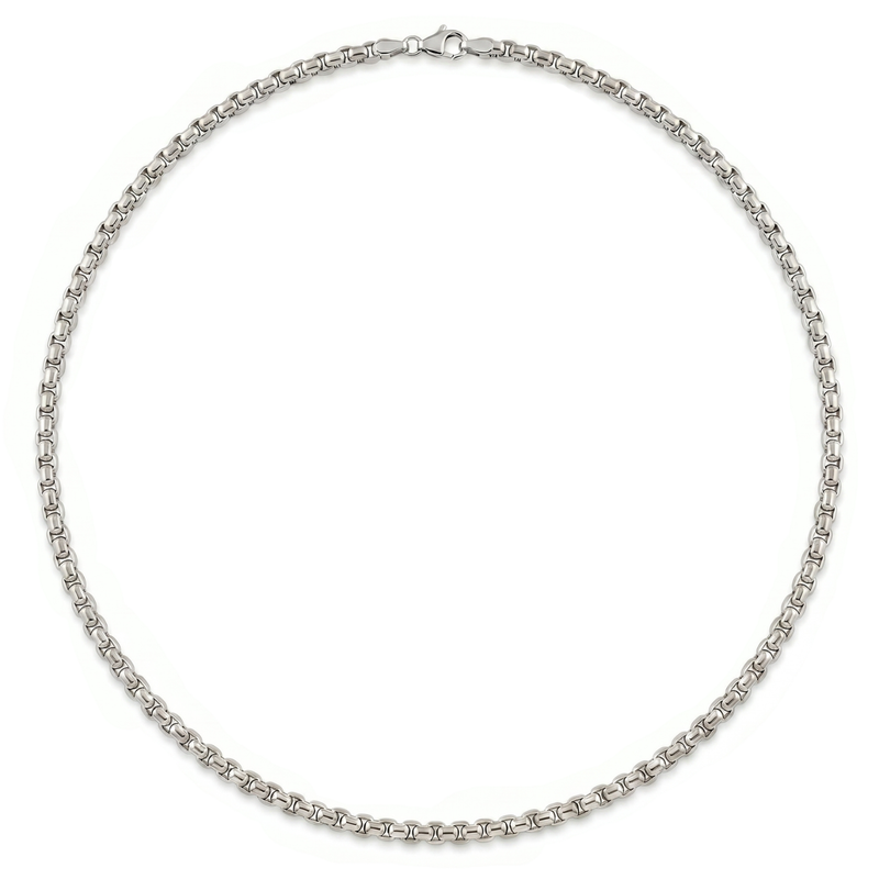 Atoot | White Gold Round Box Chain