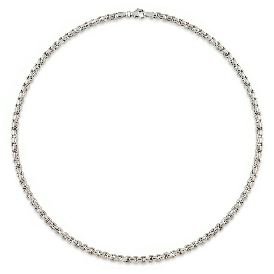 Atoot | White Gold Round Box Chain