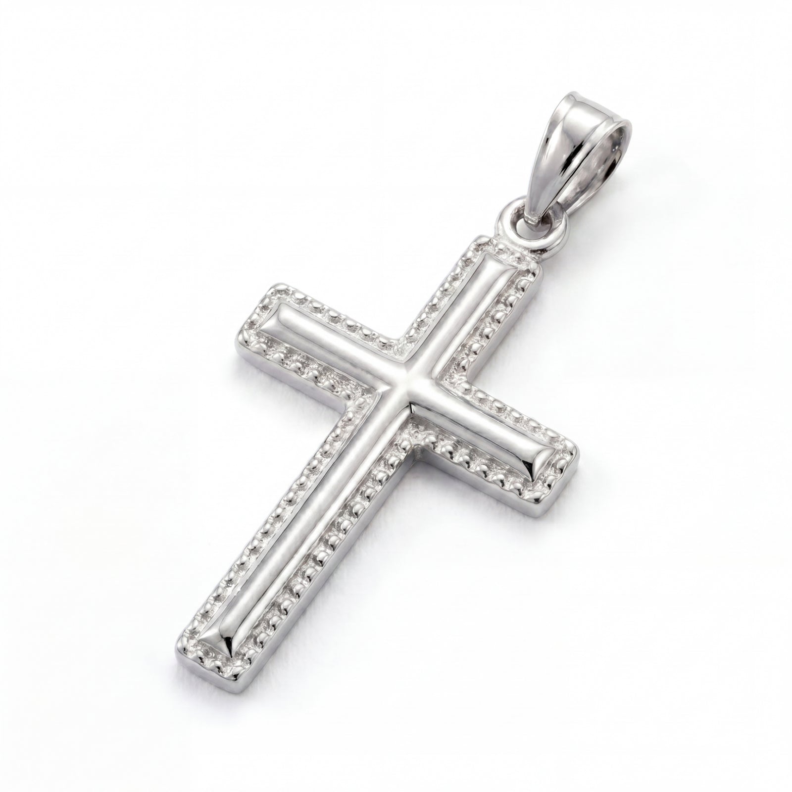 Buland | Raised White Gold Cross Pendant
