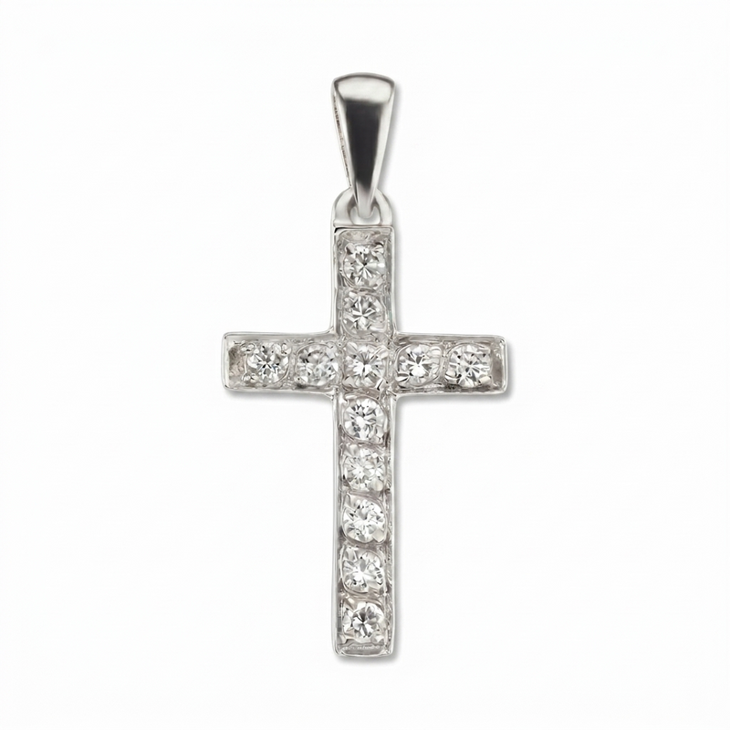 Noor | Large White Gold Diamond Cross Pendant