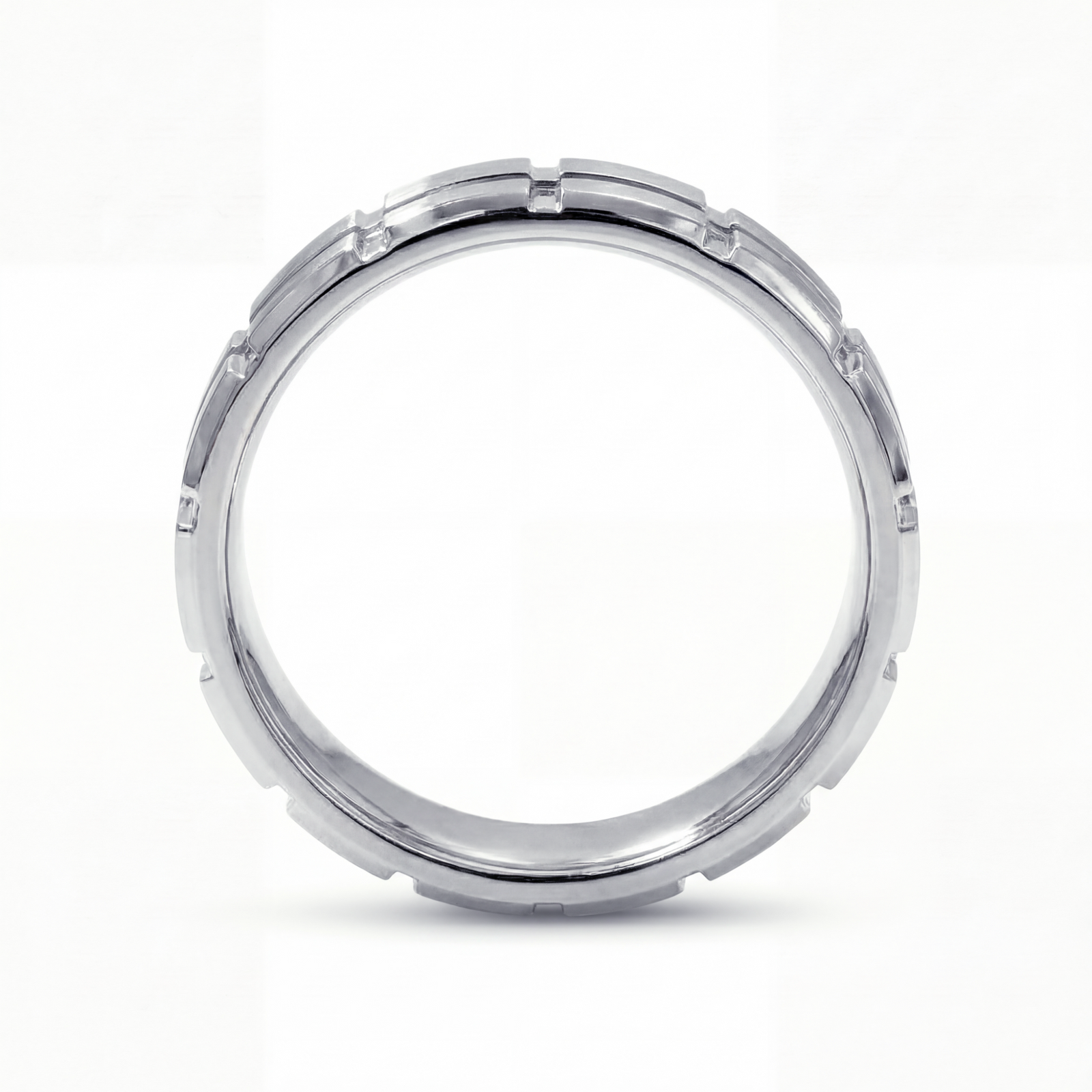 Neev | Men's Platinum Wedding Band, Brick Pattern