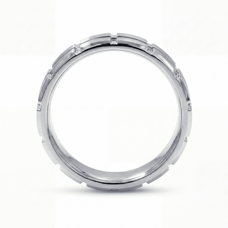 Neev | Men's Platinum Wedding Band, Brick Pattern