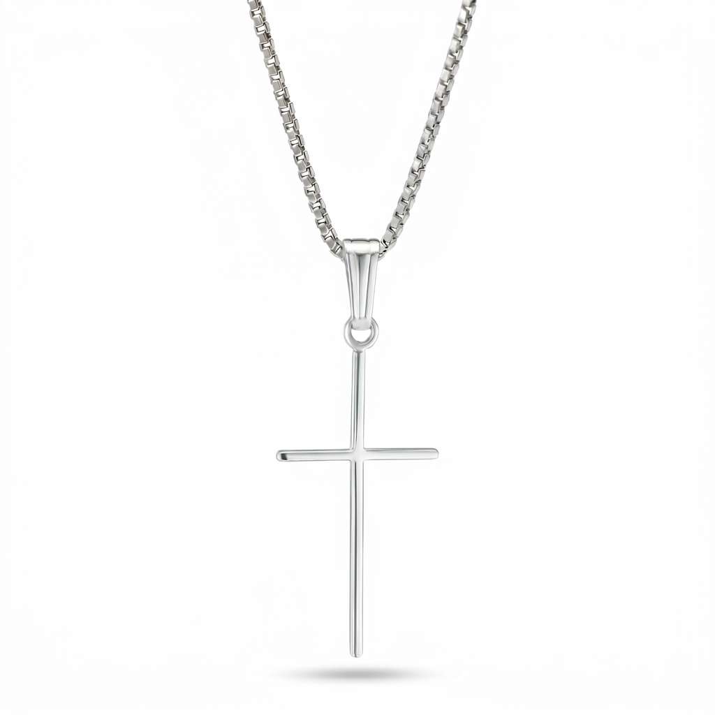 Lakeer | Minimalist White Gold Cross Pendant