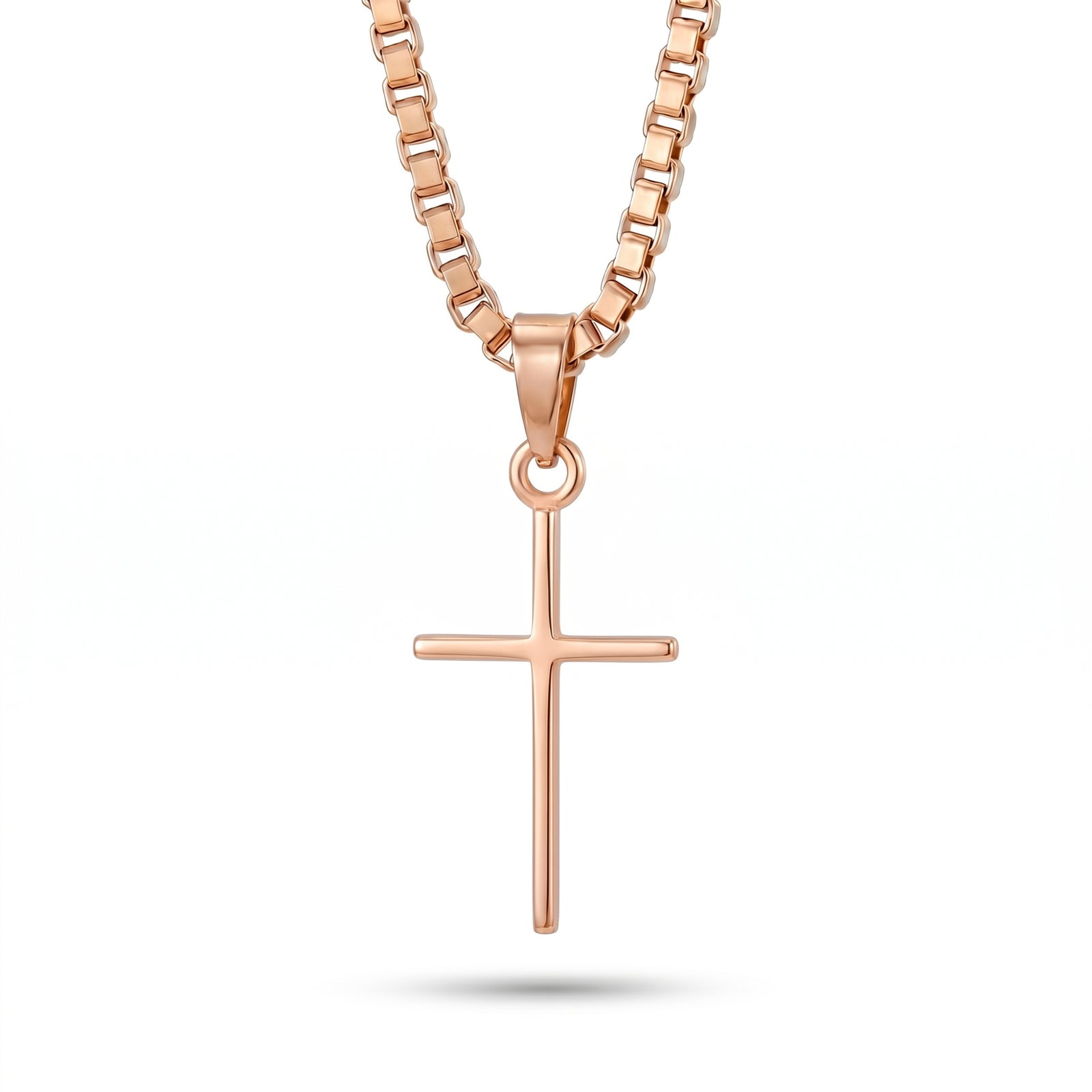 Kiran | Thin Rose Gold Cross Pendant