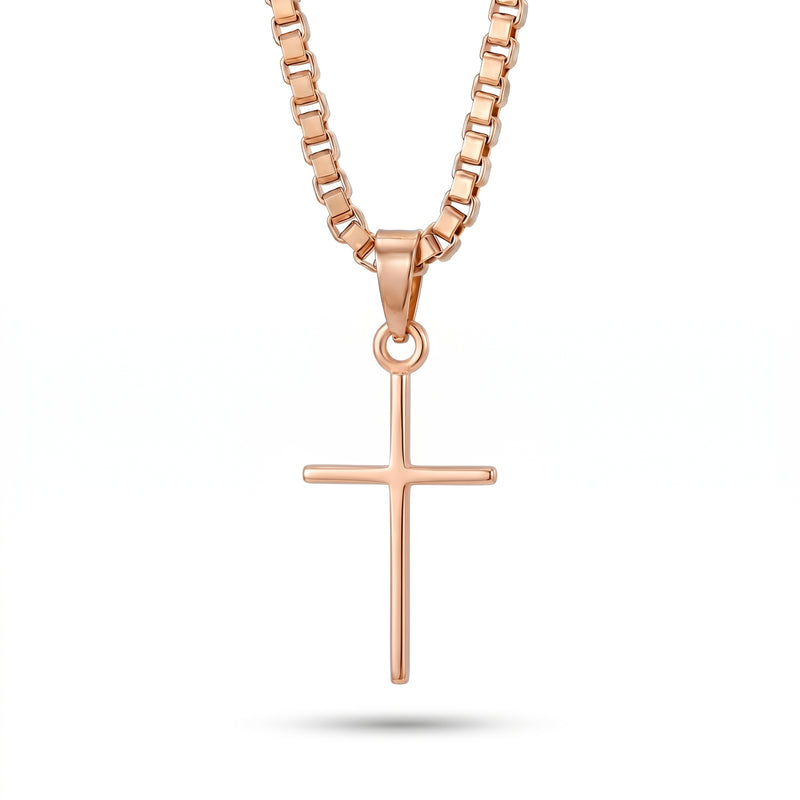 Kiran | Thin Rose Gold Cross Pendant