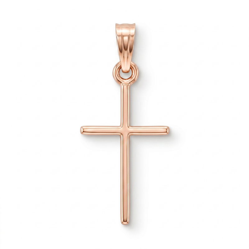 Kiran | Thin Rose Gold Cross Pendant