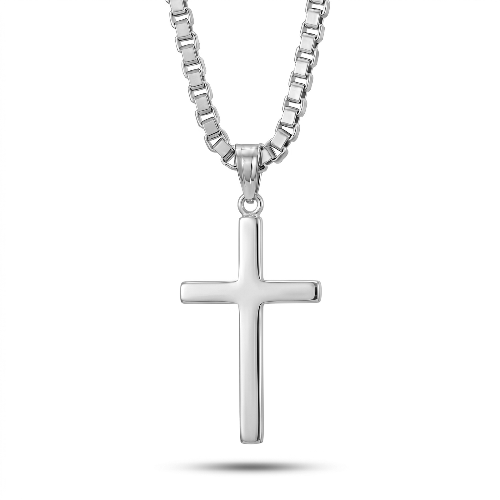 Chattan | Thick White Gold Cross Pendant