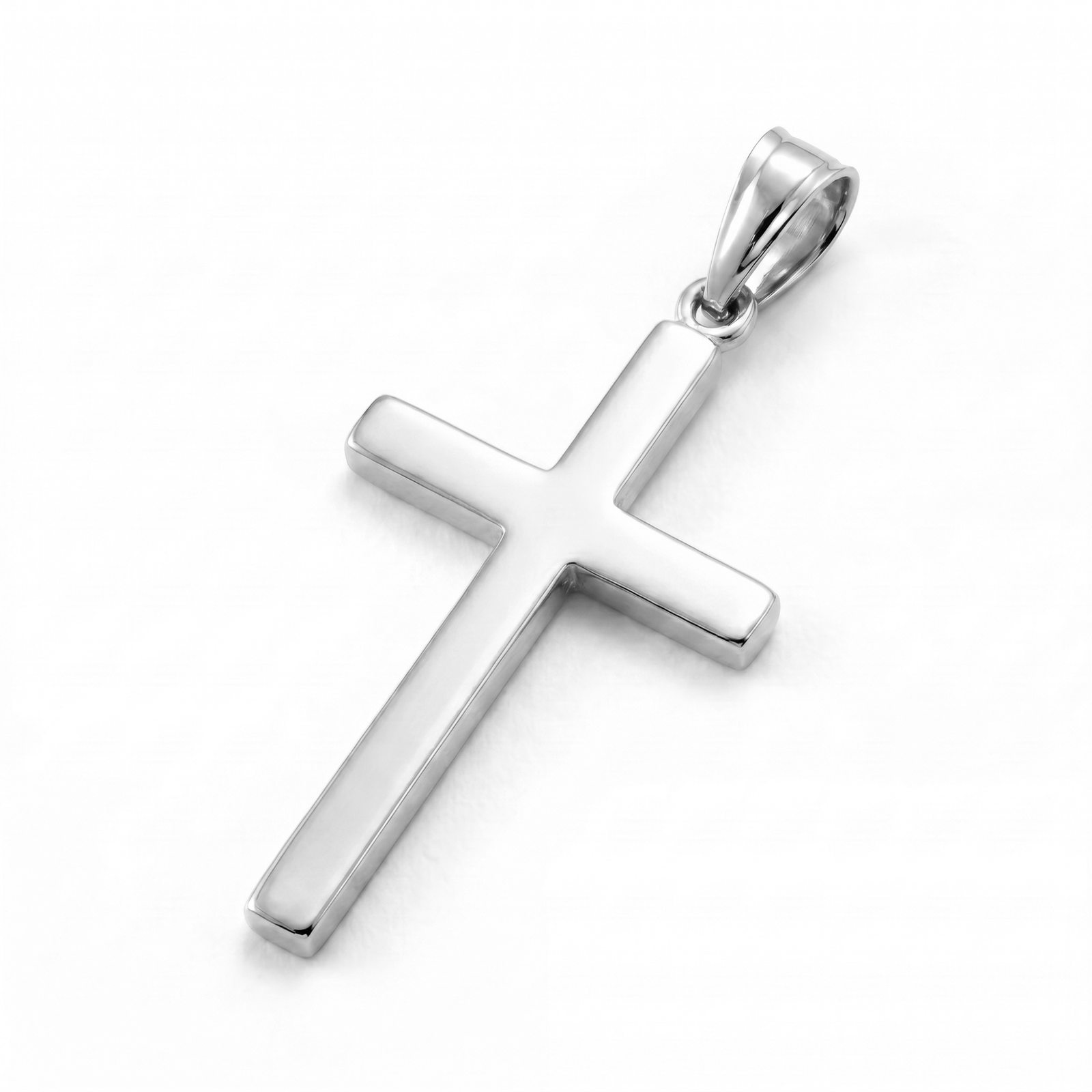 Chattan | Thick White Gold Cross Pendant