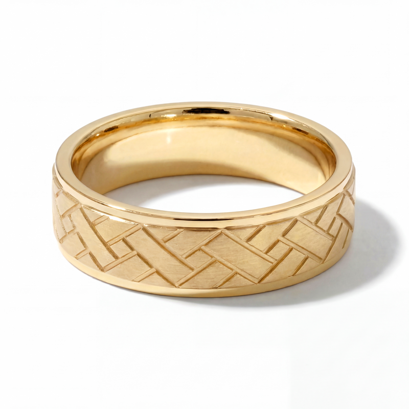 Bandhan | Men's Gold Wedding Band, Woven