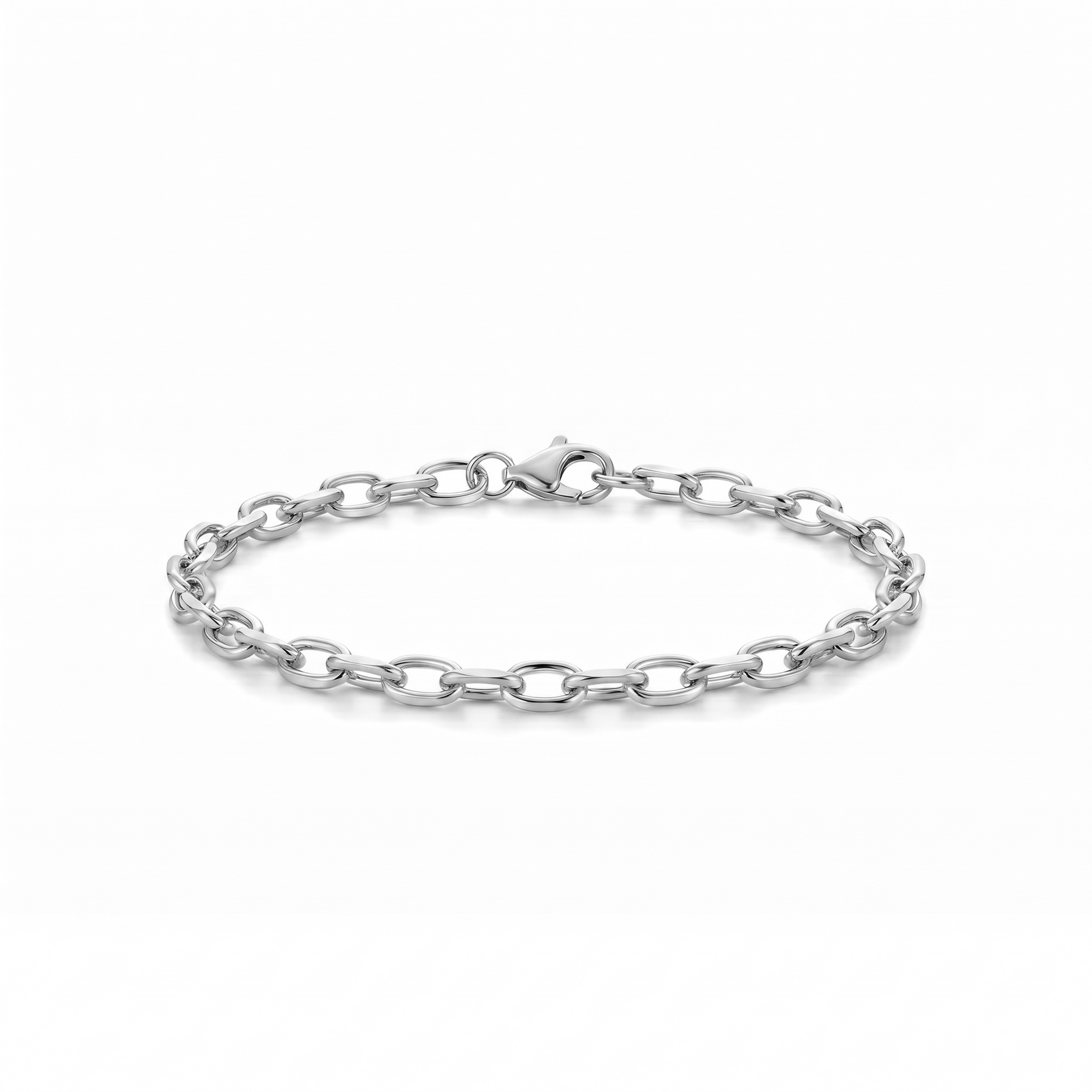 Ishara | White Gold Oval Link Bracelet