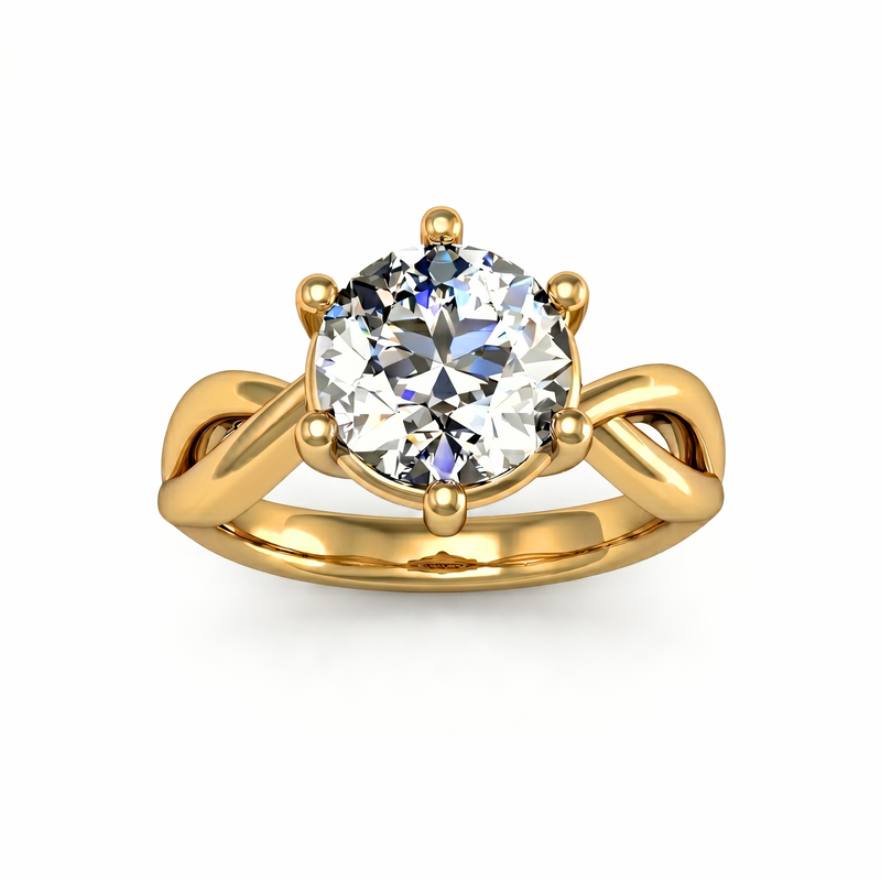 Roy Custom | Round Cut Gold Diamond Engagement Ring, Twist Setting